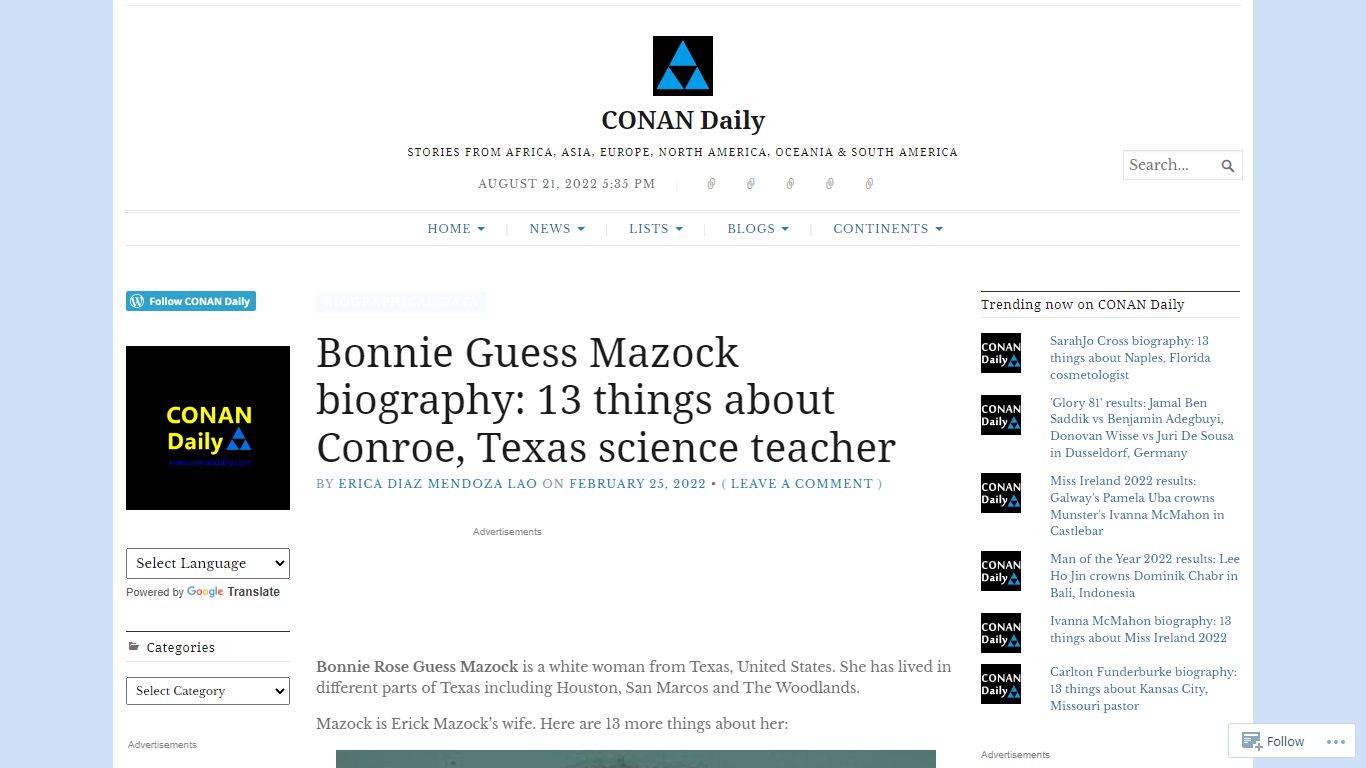 Bonnie Guess Mazock biography: 13 things about Conroe, Texas science ...